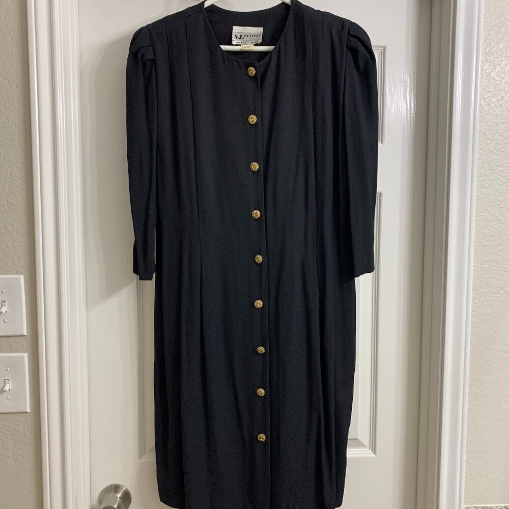 S.L. Petites Women's Black Button-Down Dress, Size 14P